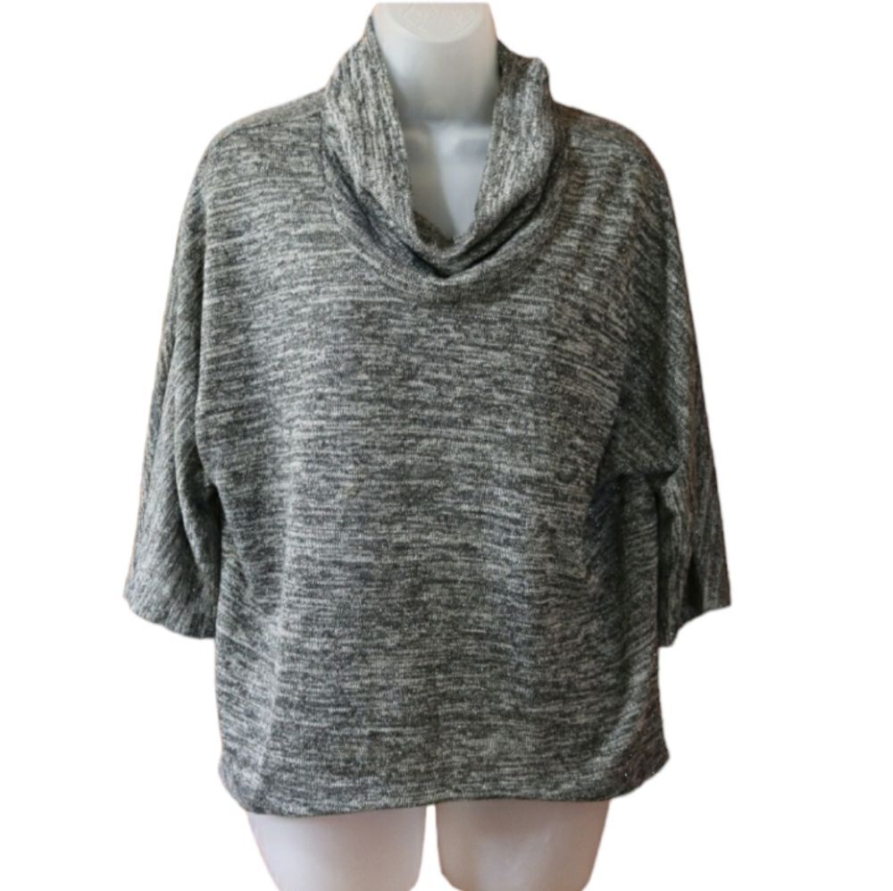 Dress Barn Gray Heathered Oversized Cowl Neck Sweater Medium